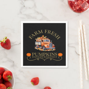 Frische Wasserfarbenkürbisse Blätter fallen Herbst Serviette