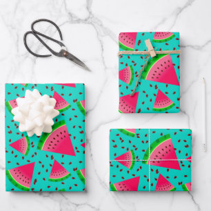 Frische Wassermelonen-Scheibe im Sommer Kühl Geschenkpapier Set