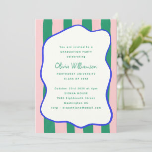 Frische Wavy Border Pink Green Abschluss Celebrati Einladung