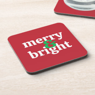 Frische Weihnachten "Merry & Bright" Getränkeuntersetzer