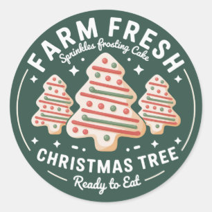 Frische Weihnachtsbaum-Torte Xmas-Feiertag Runder Aufkleber
