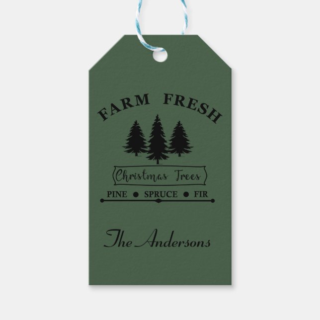 Frische Weihnachtsbäume anbauen Geschenkanhänger (Vorderseite)