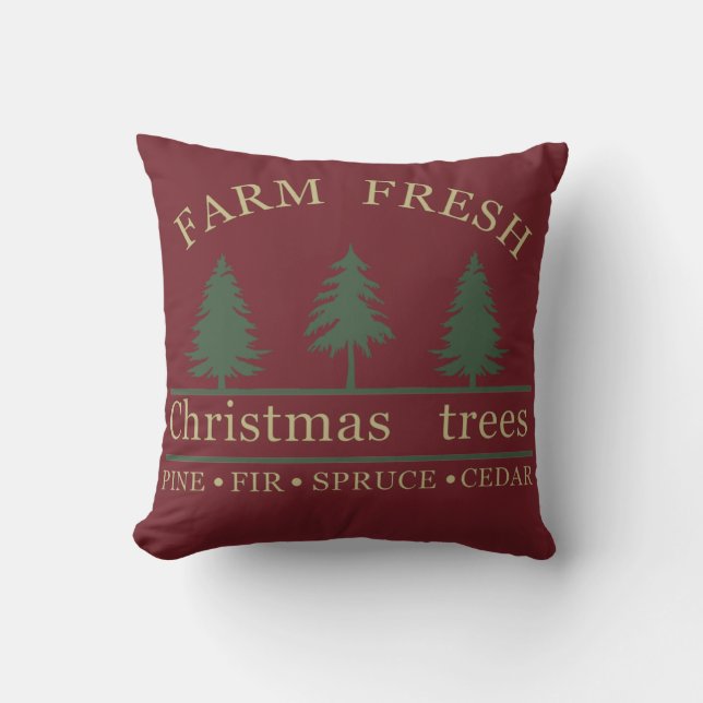 Frische Weihnachtsbäume Kissen (Vorderseite)
