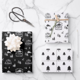 Frische Weihnachtsbaume Rücken & Weiß Geschenkpapier Set