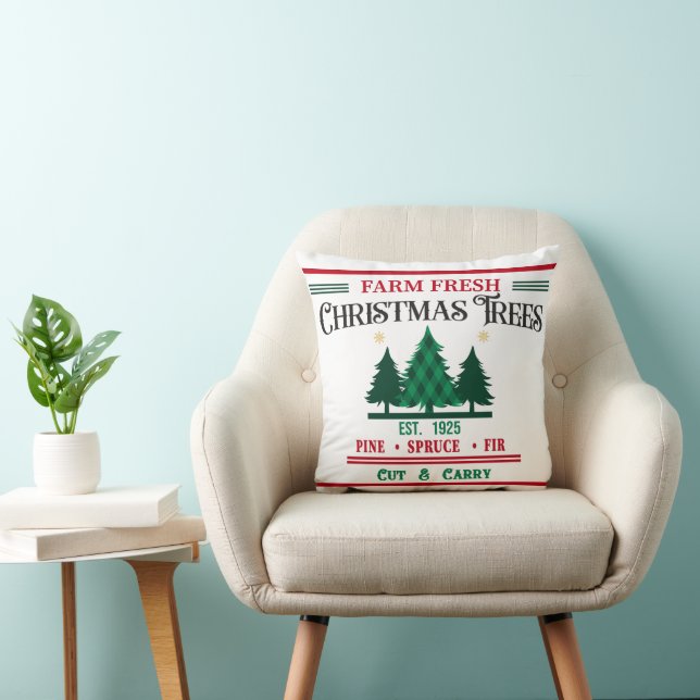 Frische Weihnachtsbäume schneiden und Carry Throw  Kissen (Stuhl )