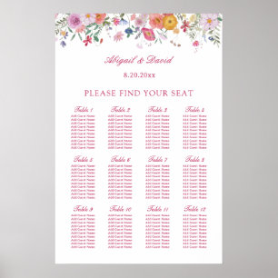 Frische Wildblumen Hochzeit Sitzordnung Poster