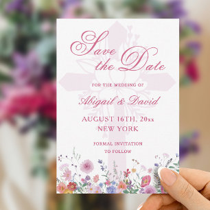 Frische Wildblumen Religiöse Hochzeit Termin vorme Save The Date