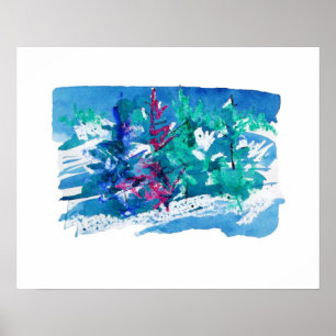 Frische Winterbäume Malerei / Künstler Larry Lerew Poster