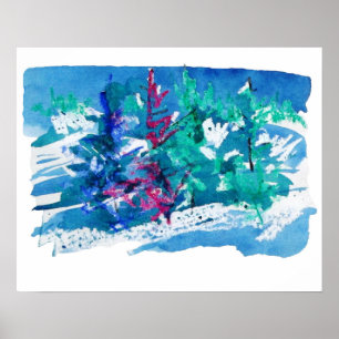 Frische Winterbäume Malerei / Künstler Larry Lerew Poster