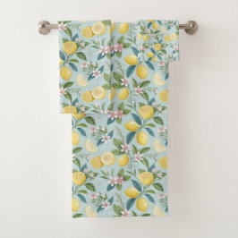 Frische Zitronen-Blumen-Botanik-Muster Badhandtuch Set