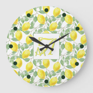 Frische Zitronenbaum-Monogramm-Dekor-Geschenke für Große Wanduhr