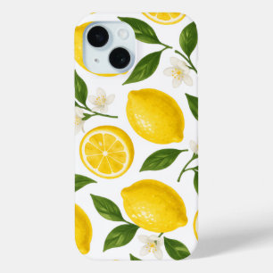 Frische Zitronenmuster mit Blättern und Blüten  Case-Mate iPhone Hülle