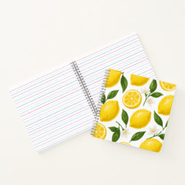 Frische Zitronenmuster mit Blättern und Blüten Notizbuch