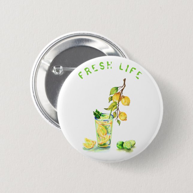 Frische Zitronensaft Cooles Getränk Lemonade Somme Button (Vorne & Hinten)