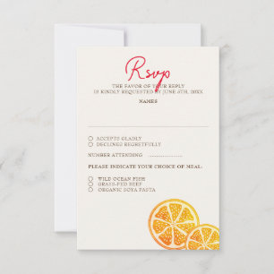 Frische Zitronige Liebe Zitrus Laub Hochzeit  RSVP Karte