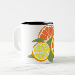Frische Zitrus-Scheiben Orange Zitrone Zweifarbige Tasse