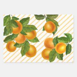 Frische Zitrusfrüchte Orangen rustikales Land Aqua Geschenkpapier Set