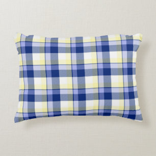 Frischer blauer gelber Tartan-kariertes Zierkissen