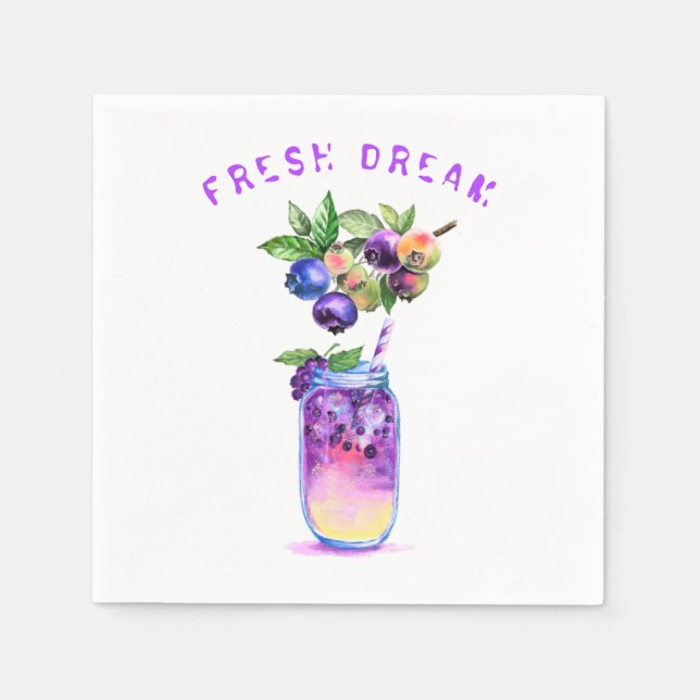 Frischer Blueberry Drink Napkins - Benutzerdefinie Serviette (Vorderseite)