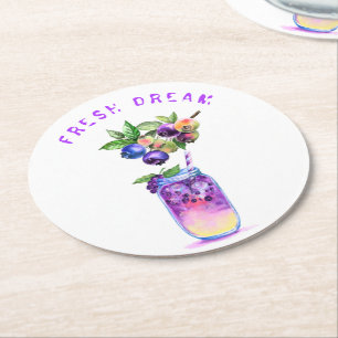 Frischer Blueberry Drink Paper Untersetzer - Benut