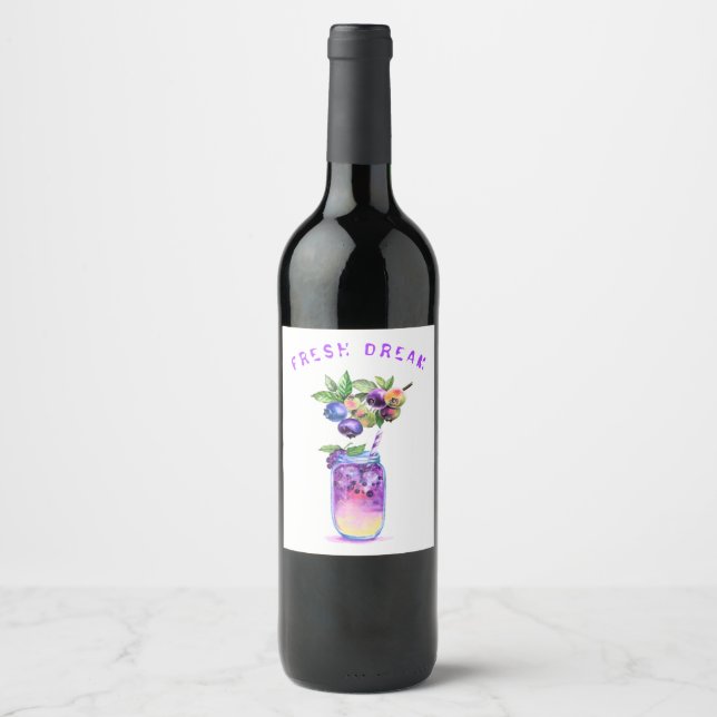 Frischer Blueberry Juice Cool Drink - Sommercockta Weinetikett (Vorderseite)