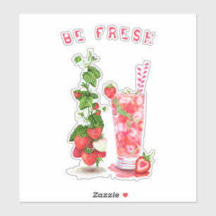 Frischer Erdbeersaft Cooler Drink - Sommerfrüchte Aufkleber