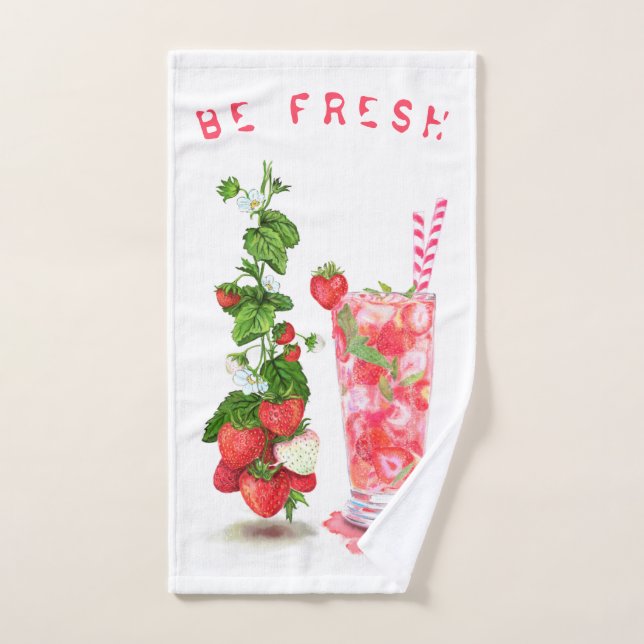 Frischer Erdbeertrunk Badehandtücher - Eigener Tex Badhandtuch Set (Handtuch)
