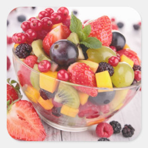 Frischer Fruchtsalat Quadratischer Aufkleber