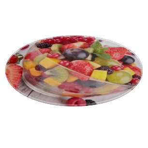 Frischer Fruchtsalat Schneidebrett