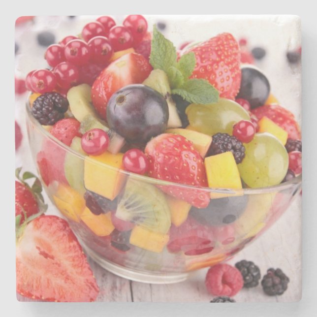 Frischer Fruchtsalat Steinuntersetzer (Vorderseite)