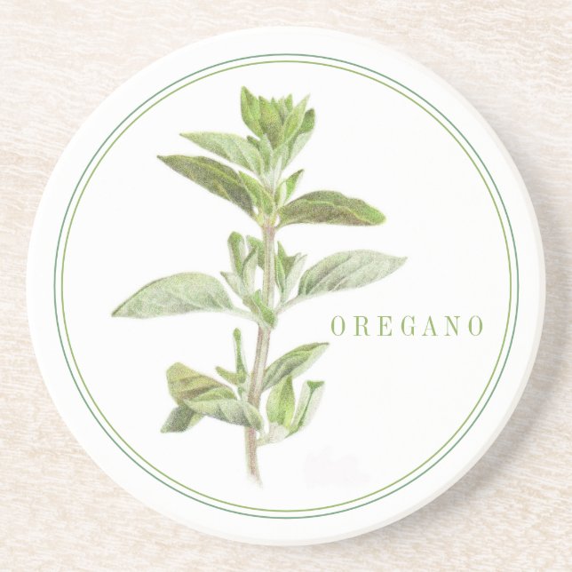 FRISCHER OREGANO Runder Sandstein Untersetzer (+te (Vorne)