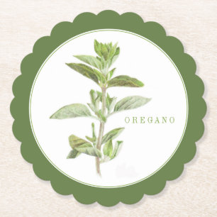 FRISCHER OREGANO Scalloo Runder Untersetzer +Text