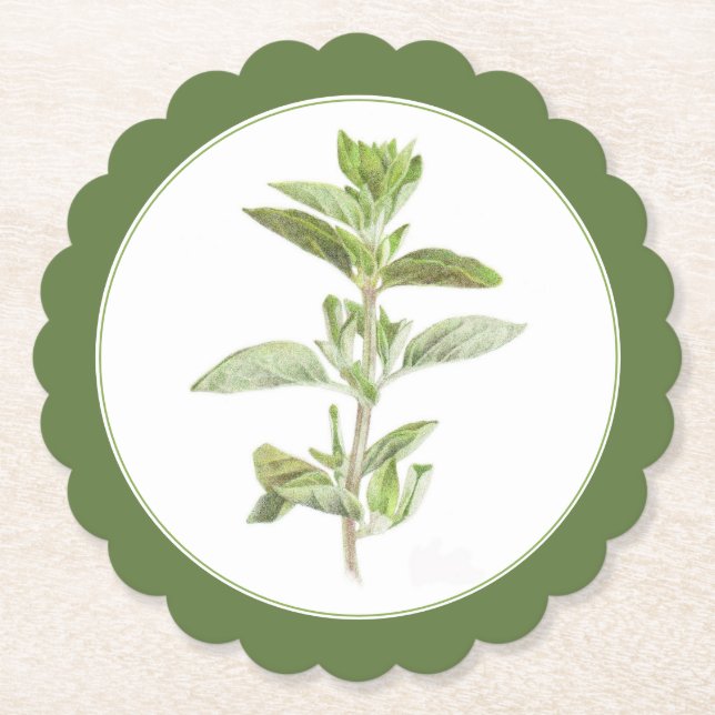 FRISCHER OREGANO Scalloo Runder Untersetzer - Text (Vorderseite)