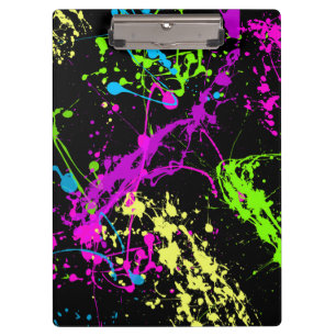 Frischer Retro Neonfarben-Spritzer Klemmbrett
