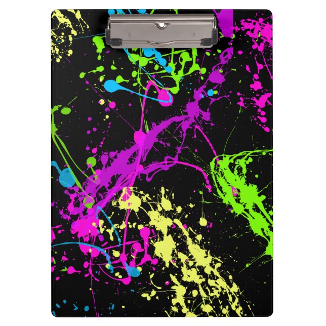 Frischer Retro Neonfarben-Spritzer Klemmbrett (Vorderseite)