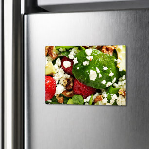 Frischer Salat mit Spinat, Avocado und Erdbeere Magnet
