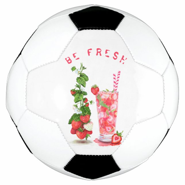 Frischer Strawberry Saft Cool Drink Fußball Ball (Vorderseite)