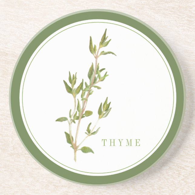 FRISCHER THYME Round Sandstone Untersetzer (+text) (Vorne)