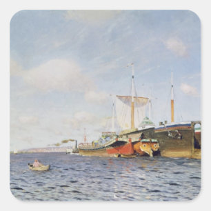 Frischer Wind auf dem Volga, 1895 Quadratischer Aufkleber