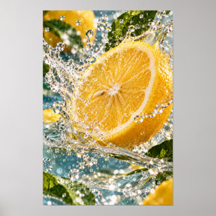 Frischer Zitronensplash – Lebendige Zitrusküchenwa Poster