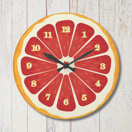 Frischer Zitrusfrüchte Runde Wand Uhr: Küchendekor Große Wanduhr