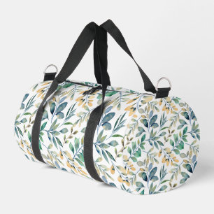 Frisches Aquarell-Grün- und Gelb-Blattmuster Duffle Bag