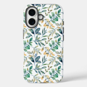 Frisches Aquarell-Grün- und Gelb-Blattmuster iPhone 16 Hülle