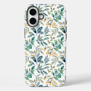 Frisches Aquarell Grün und Gelbes Blattmuster iPhone 16 Plus Hülle