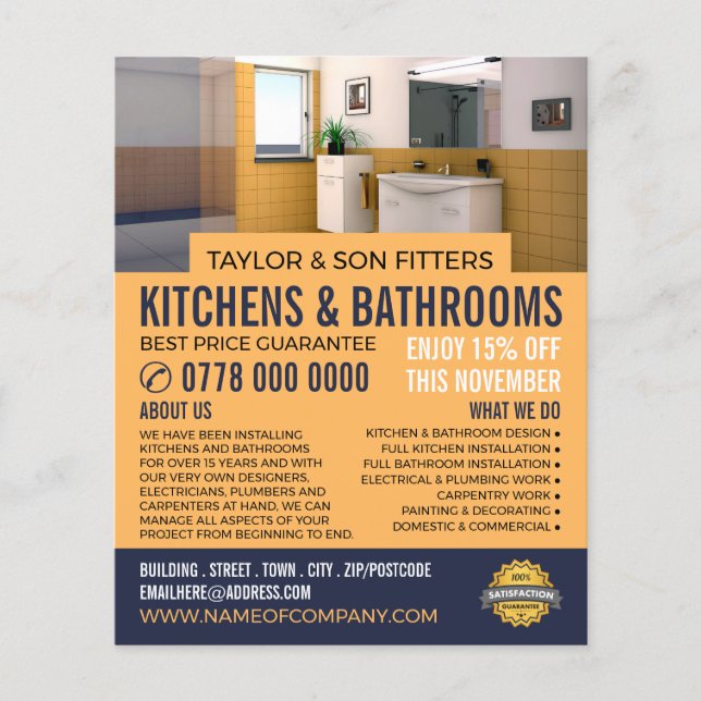 Frisches Badezimmer Portrait, Küche & Badezimmer F Flyer (Vorne)