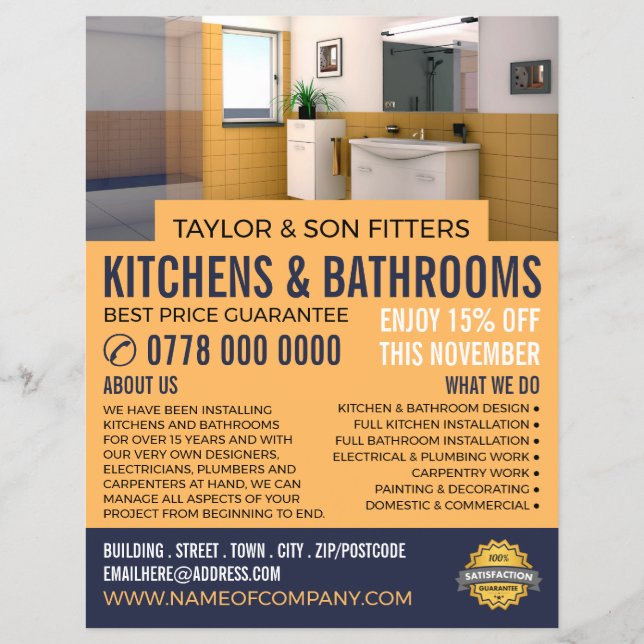 Frisches Badezimmer Portrait, Küche & Badezimmer F Flyer (Vorne)