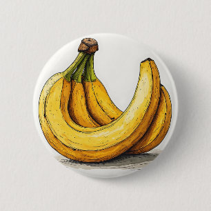 Frisches Bananen-Illustration Button