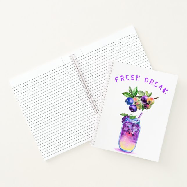 Frisches Blueberry Drink Notebook - Custom Text Notizbuch (Innenseite)