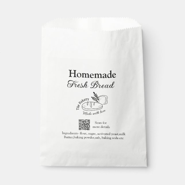 Frisches Brot und Backwaren mit Namen, Zutaten Q o Geschenktütchen (Vorderseite)