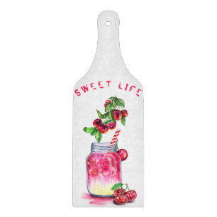 Frisches Cherry Drink Cutting Board - Custom Text Schneidebrett